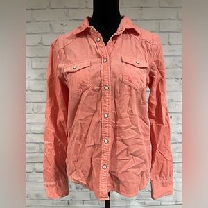 EUC American Eagle Women’s Medium Corduroy Soft Coral Button Up Jacket